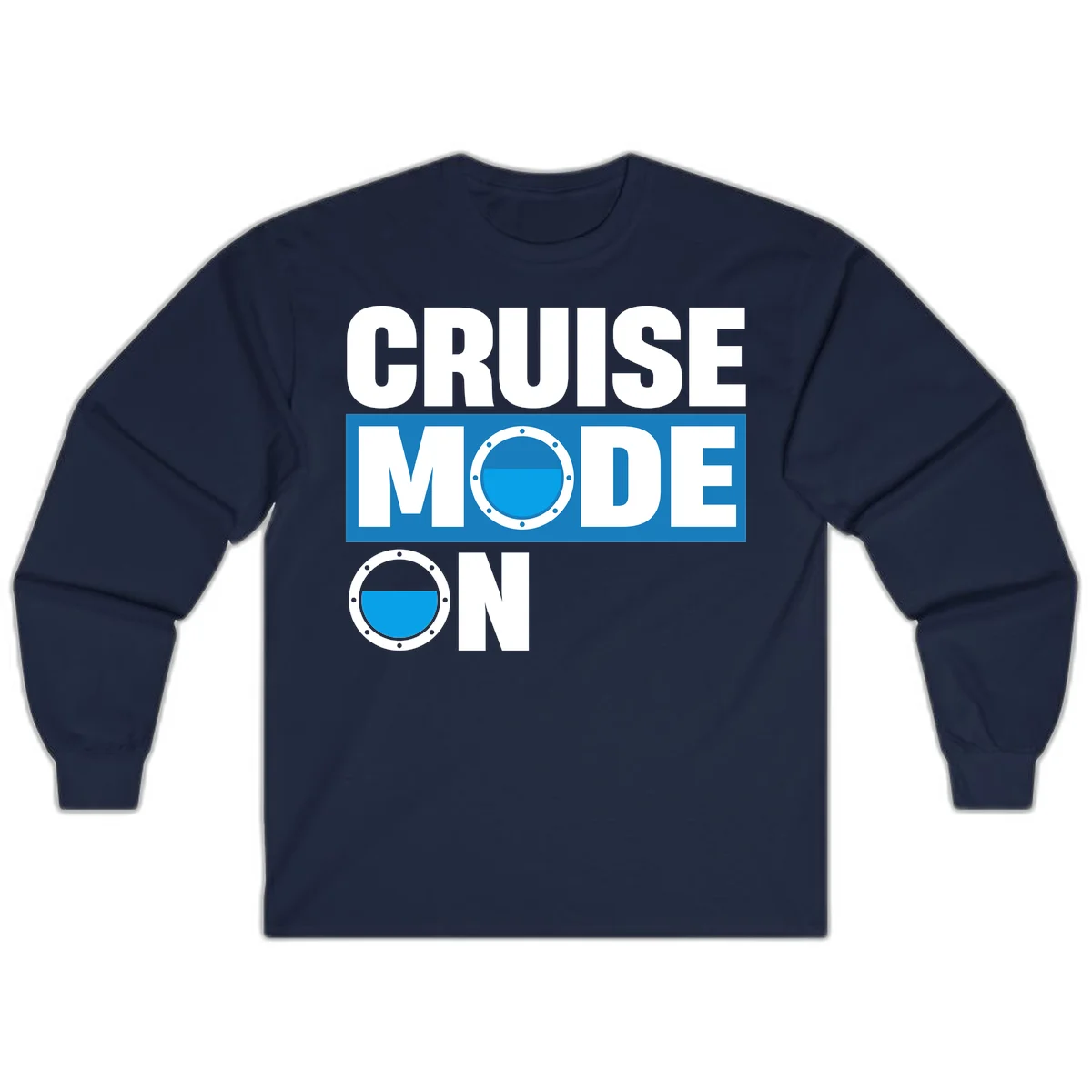 Cruise Mode On Long Sleeve Tee in Navy