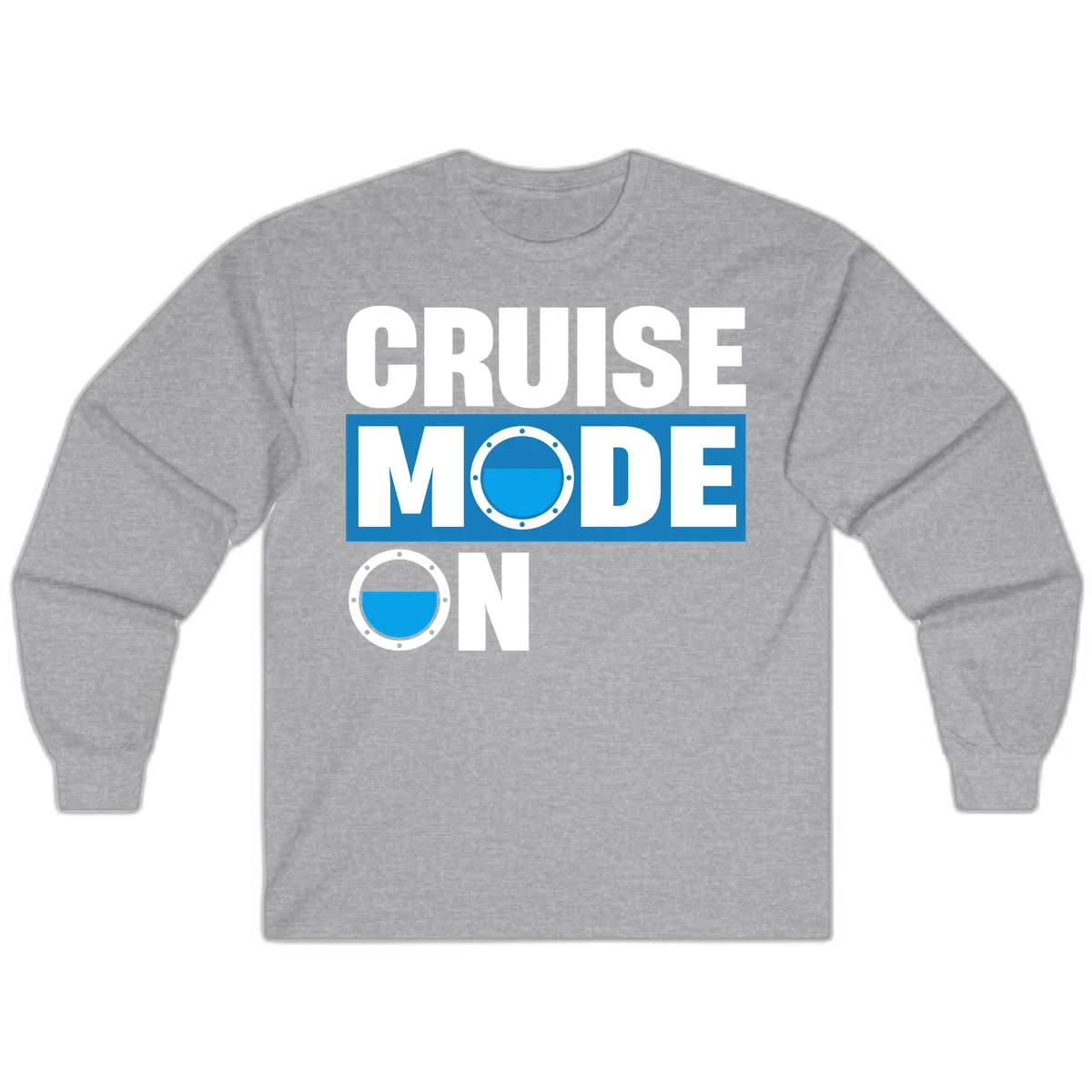 Cruise Mode On Long Sleeve Tee in Sport Grey