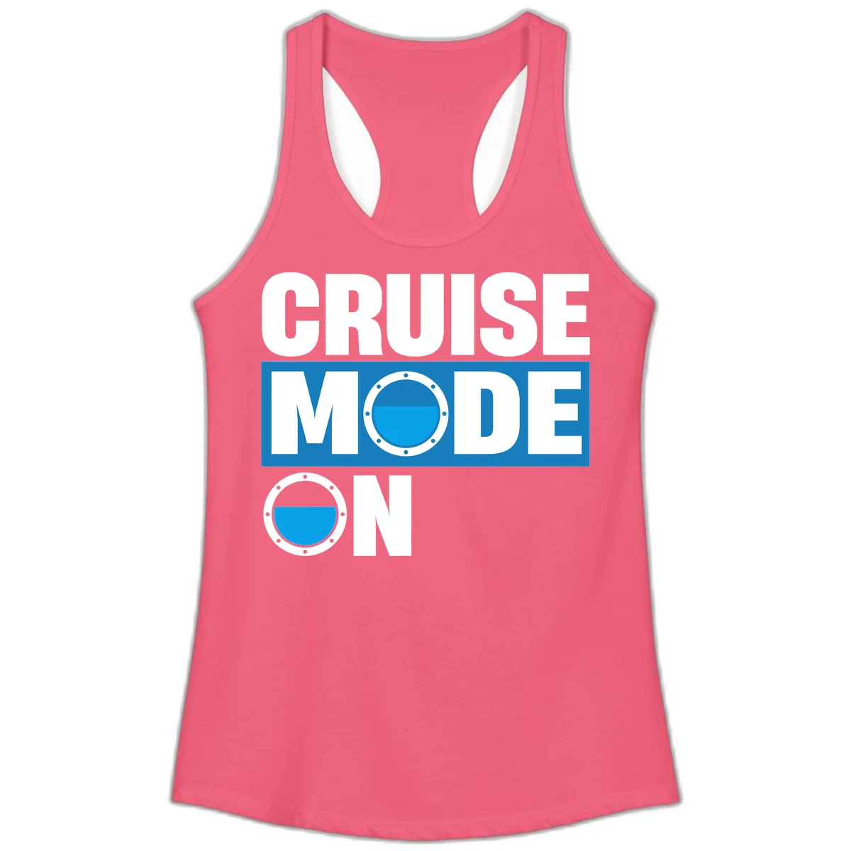 Cruise Mode On Ladies Racerback Tank in Hot Pink