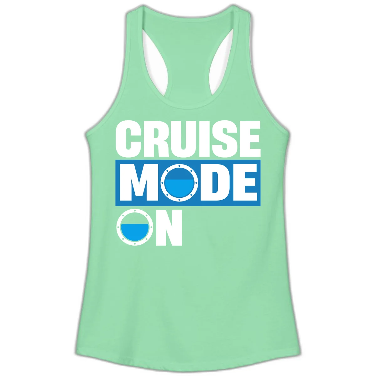 Cruise Mode On Ladies Racerback Tank in Solid Mint