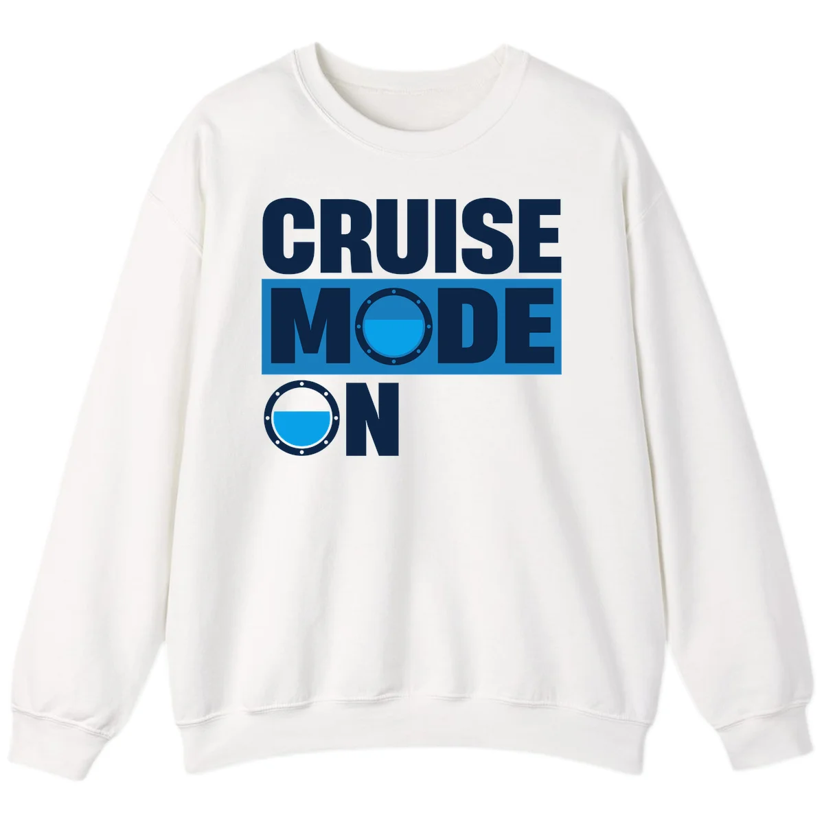 Cruise Mode On Crewneck Sweatshirt in White