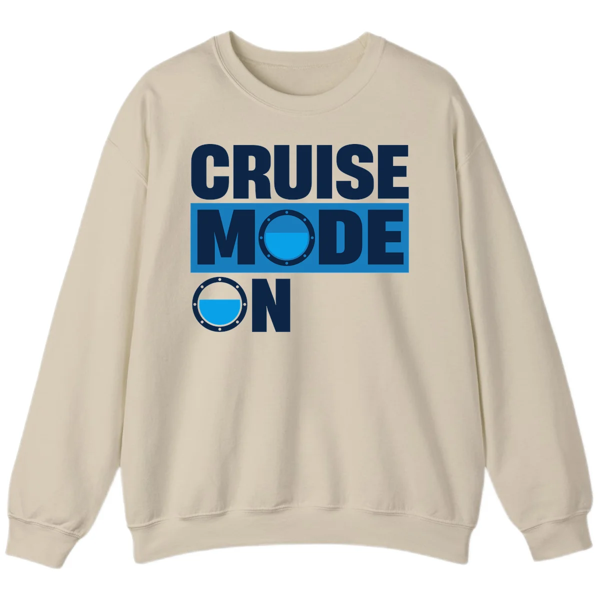Cruise Mode On Crewneck Sweatshirt in Sand