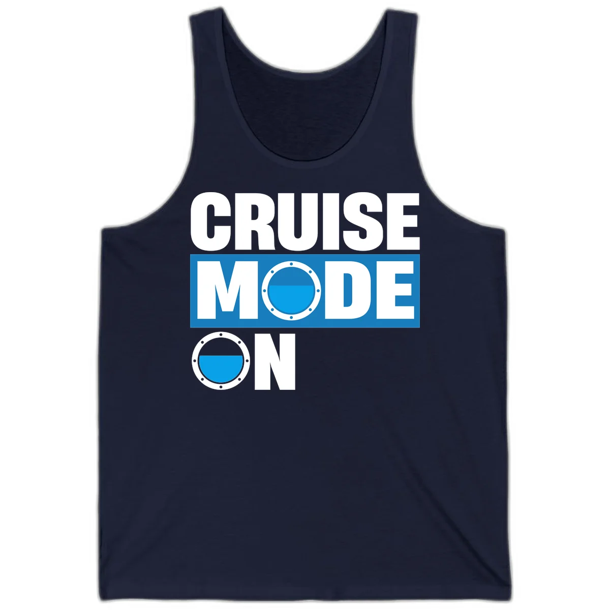 Cruise Mode On Unisex Tank Top in Navy