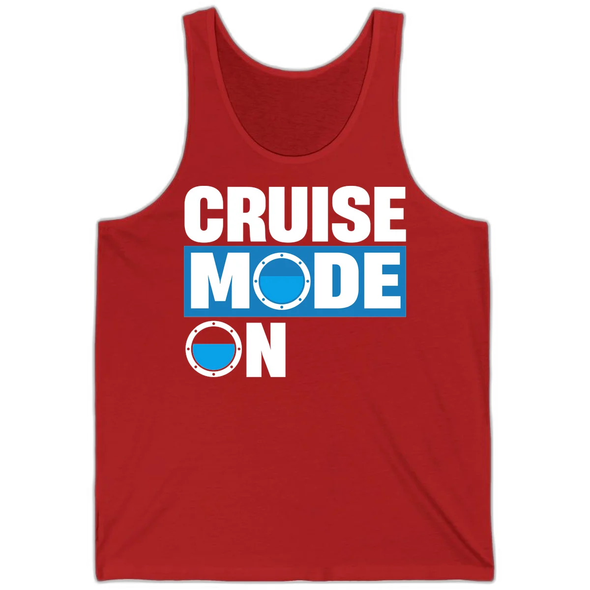 Cruise Mode On Unisex Tank Top in Red