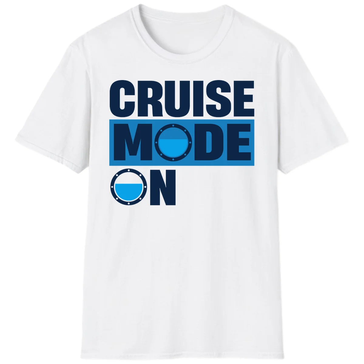 Cruise Mode On Nautical Porthole Vacation T-Shirt in White