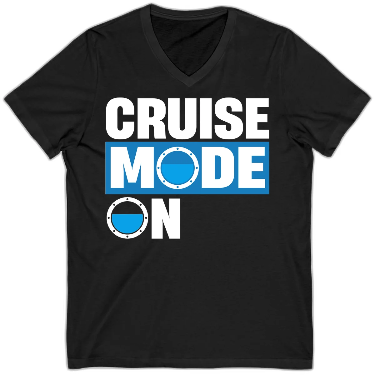 Cruise Mode On V-Neck Tee in Black