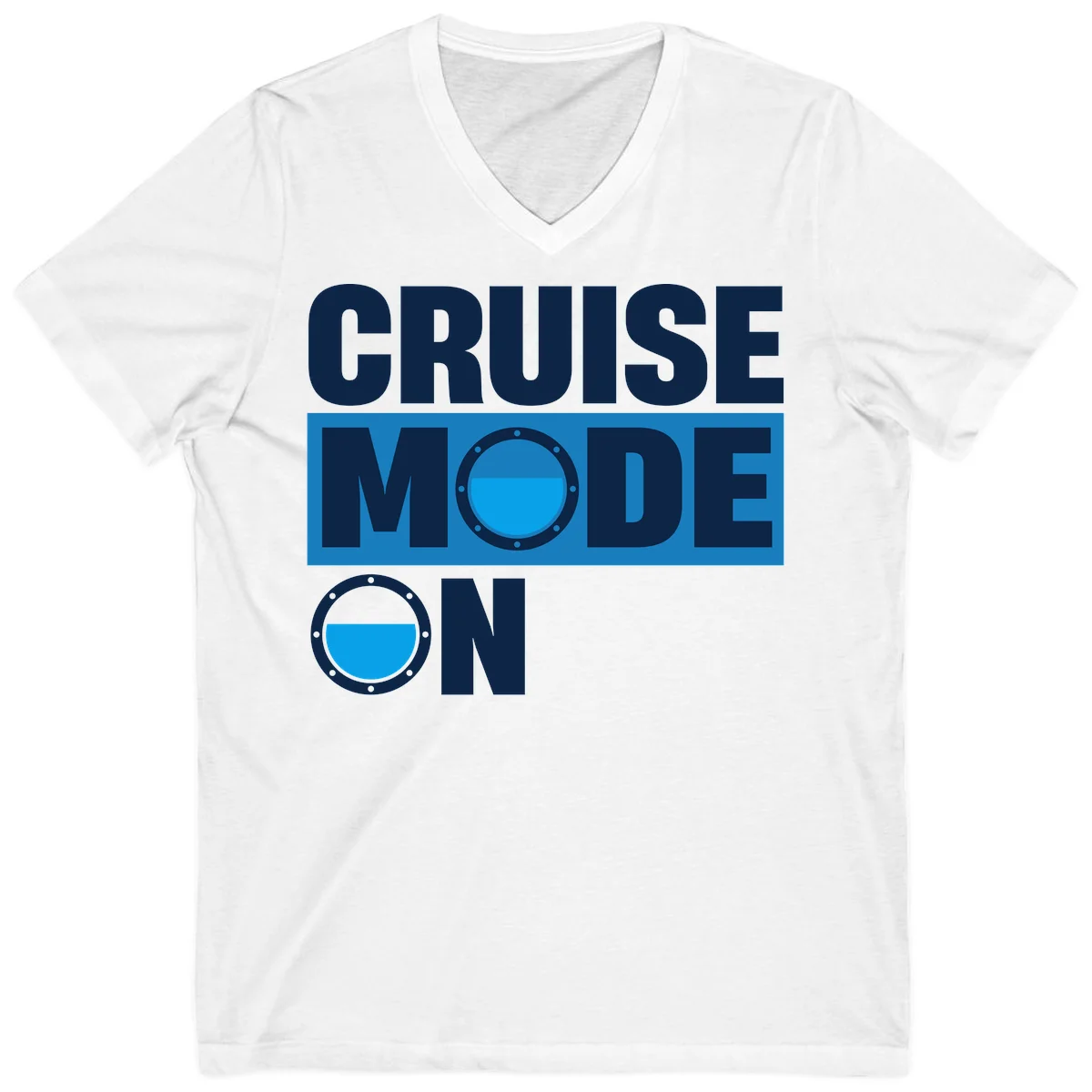 Cruise Mode On V-Neck Tee in White
