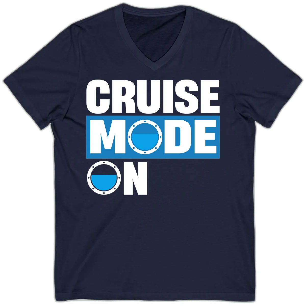 Cruise Mode On V-Neck Tee in Navy