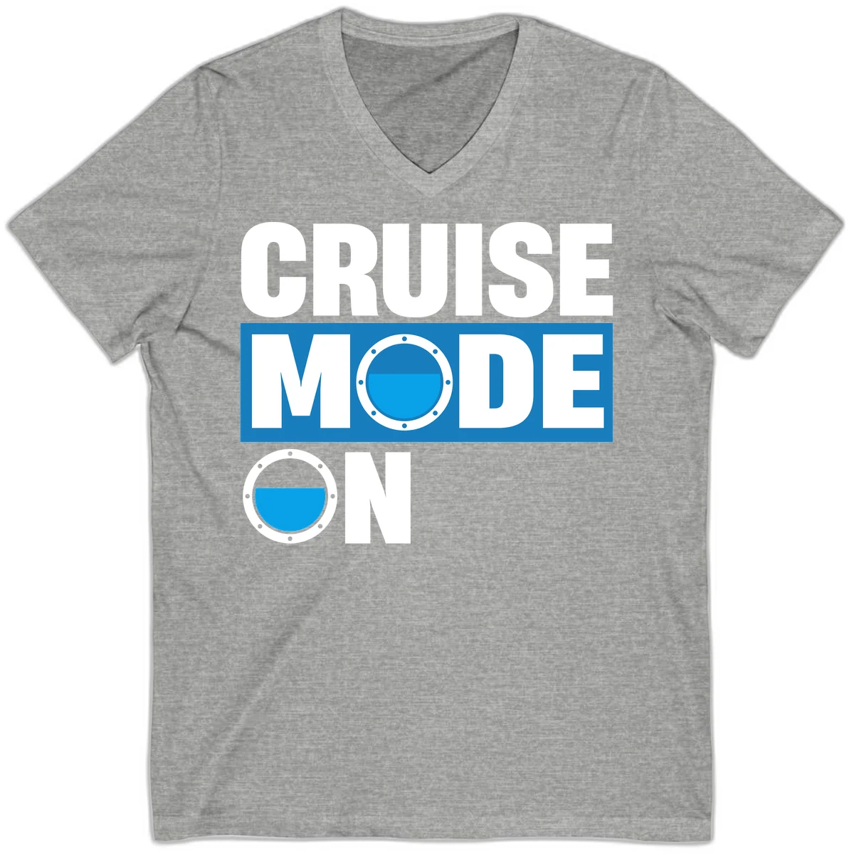 Cruise Mode On V-Neck Tee in Athletic Heather