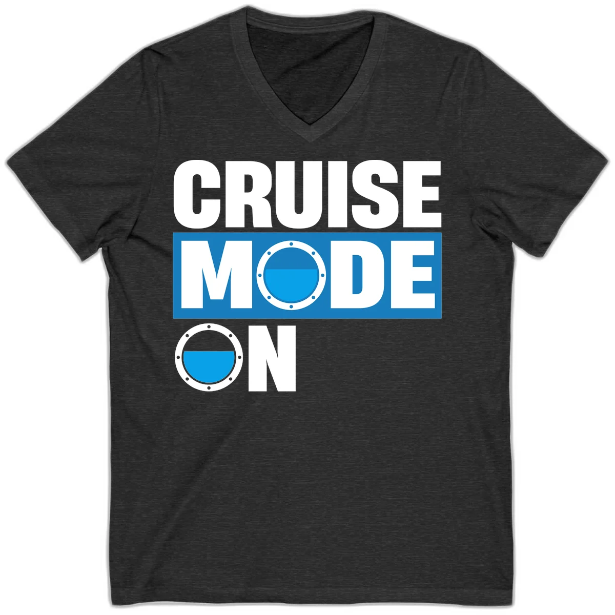 Cruise Mode On V-Neck Tee in Dark Grey Heather