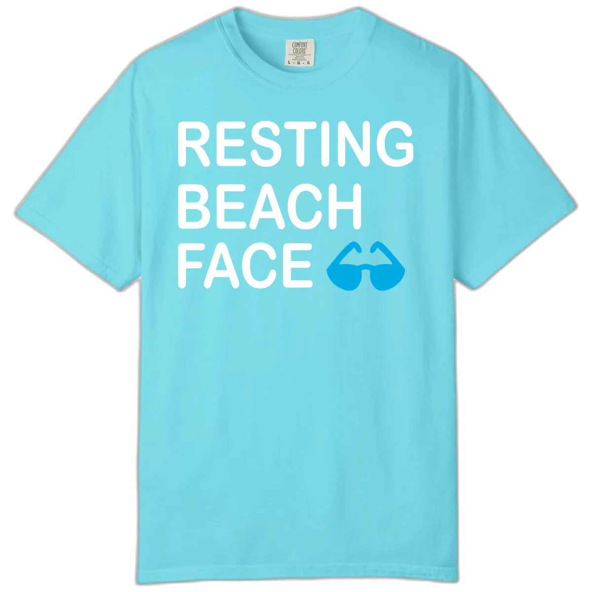 Resting Beach Face Comfort Color T-Shirt in Lagoon Blue