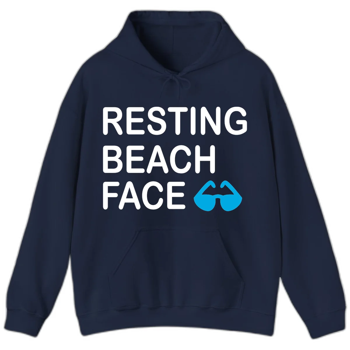 Resting Beach Face Hooded Sweatshirt in Navy