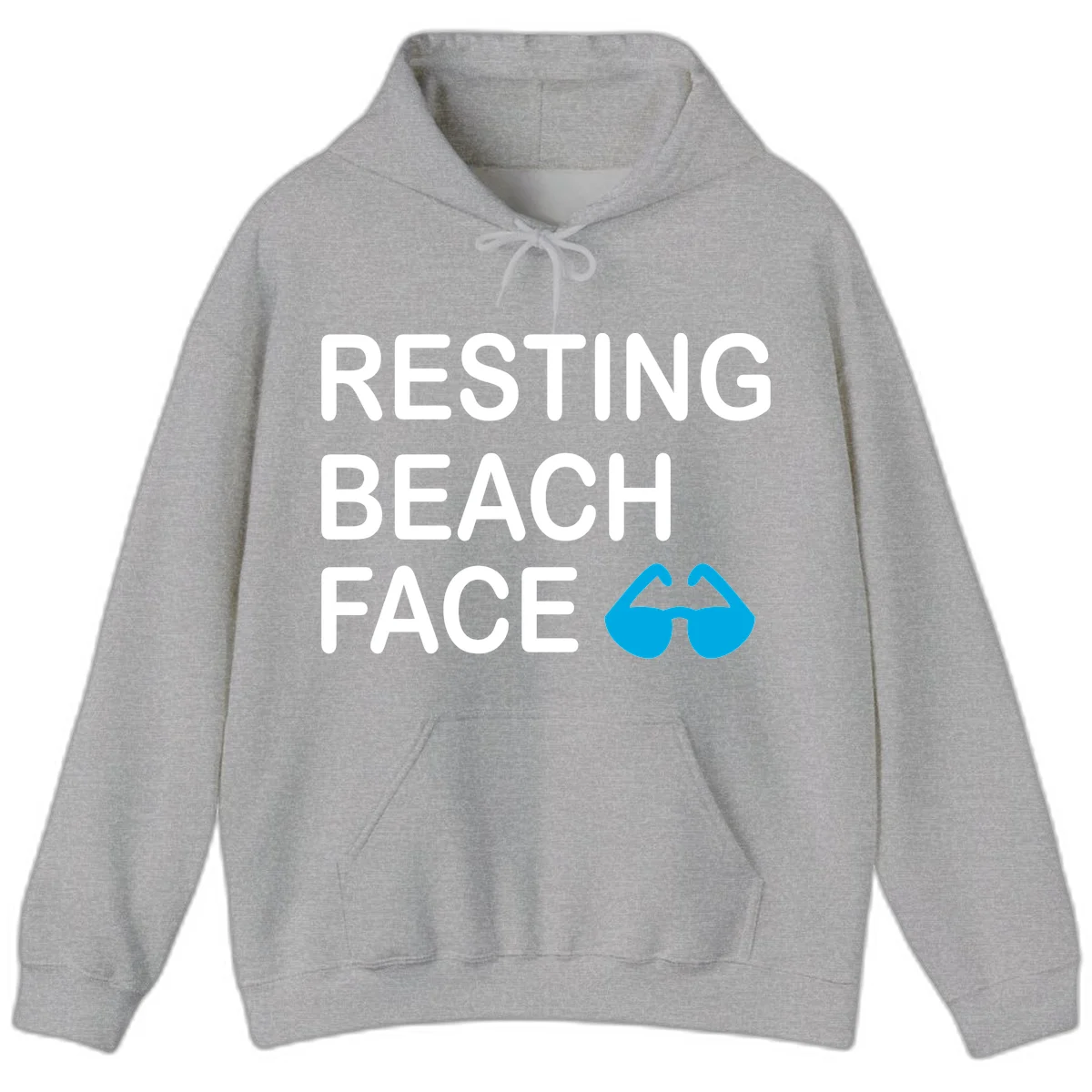 Resting Beach Face Hooded Sweatshirt in Sport Grey