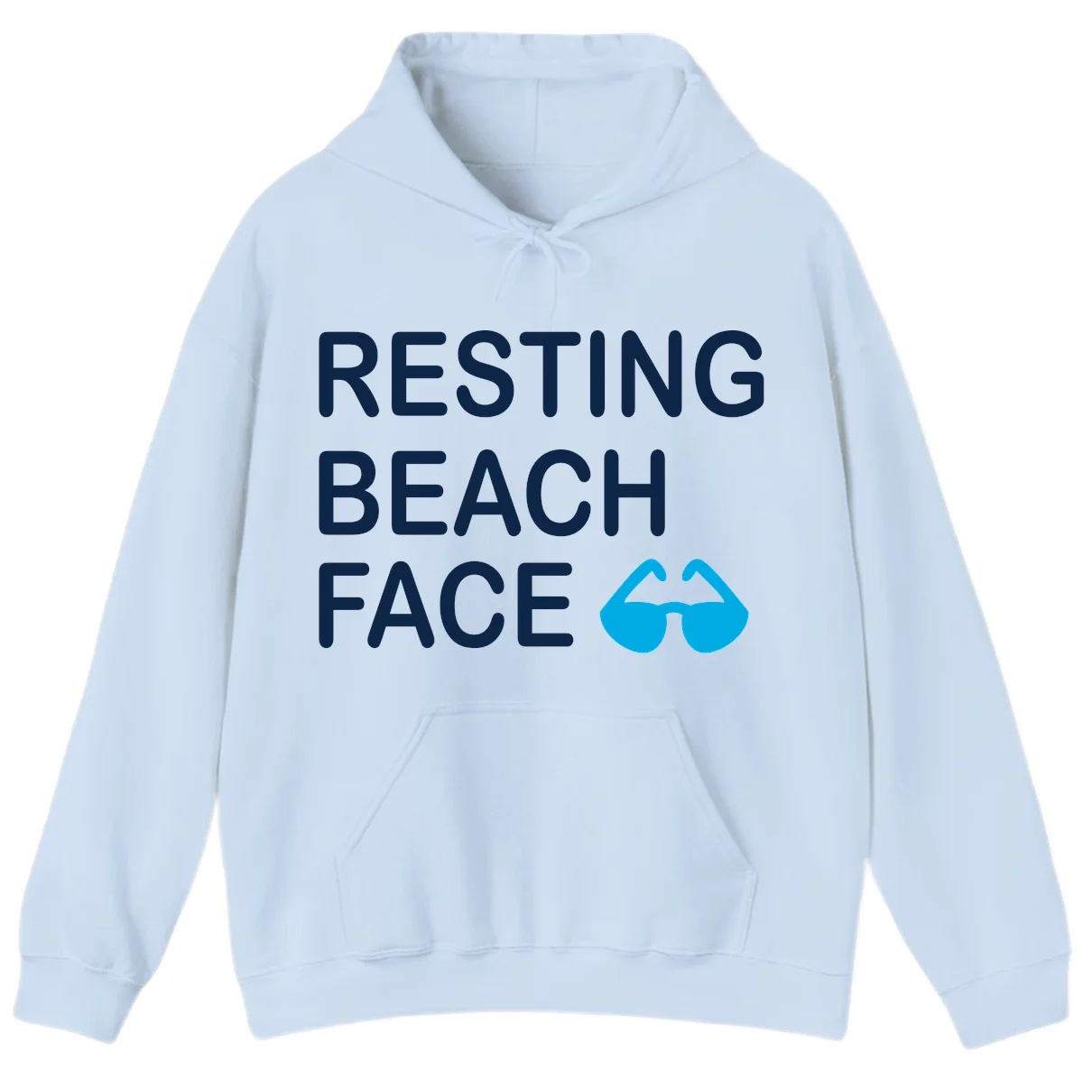 Resting Beach Face Hooded Sweatshirt in Light Blue