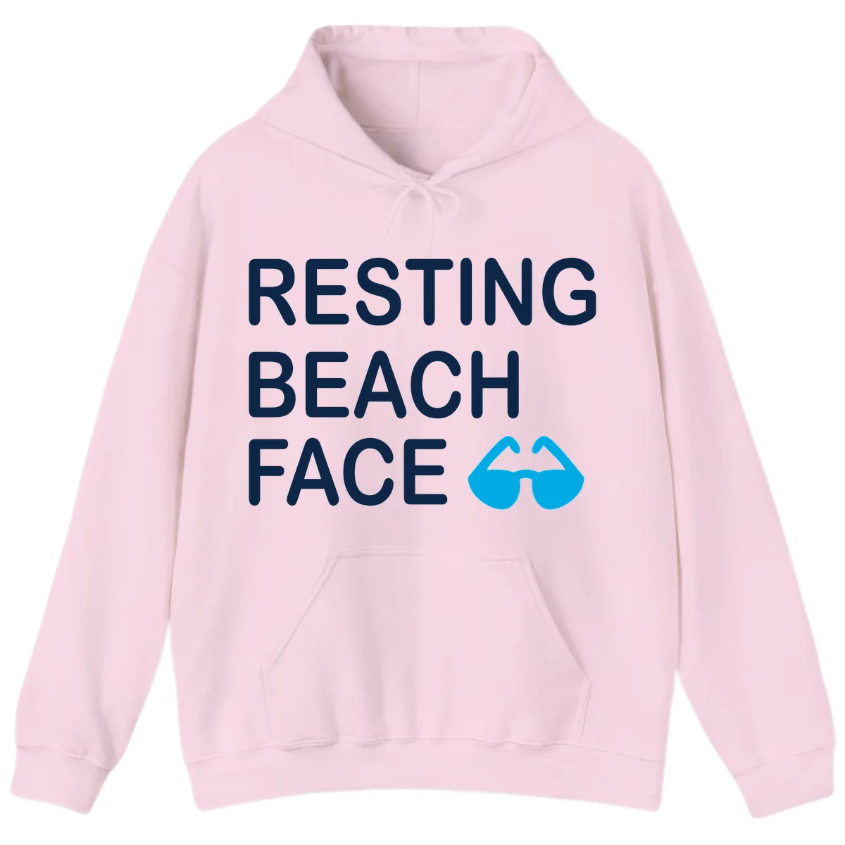 Resting Beach Face Hooded Sweatshirt in Light Pink