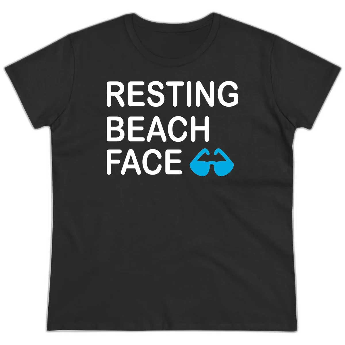 Resting Beach Face Ladies Tee in Black