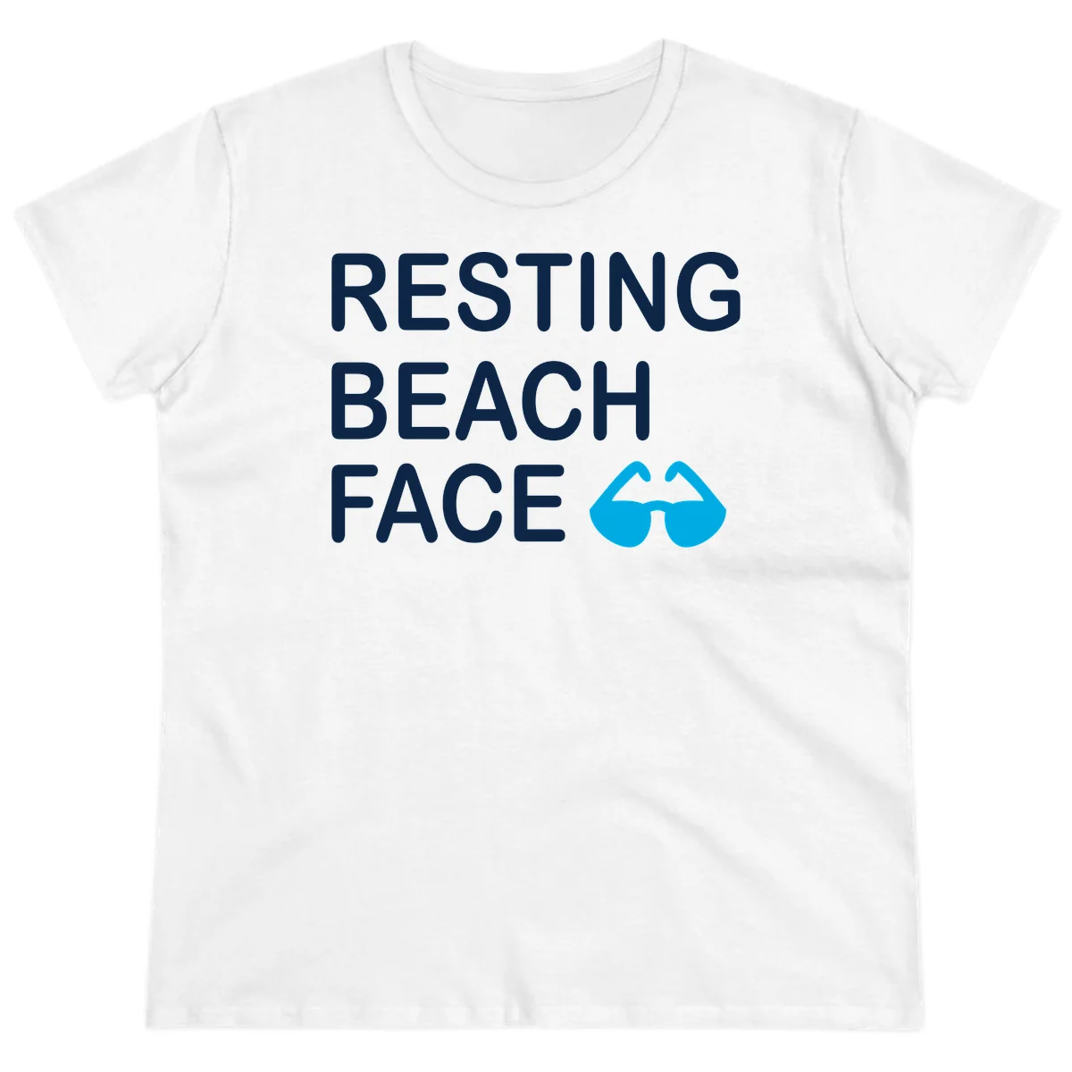 Resting Beach Face Ladies Tee in White