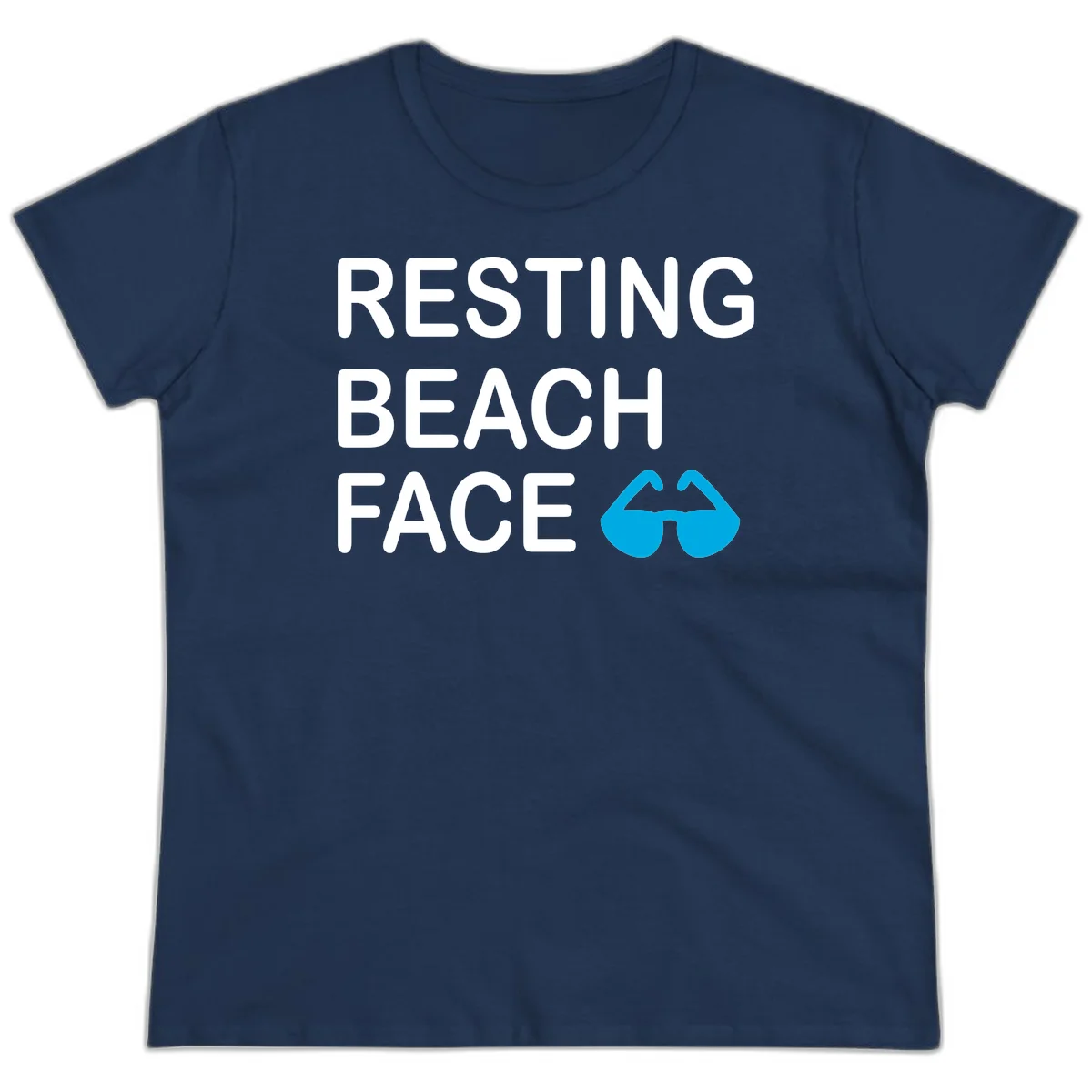 Resting Beach Face Ladies Tee in Navy