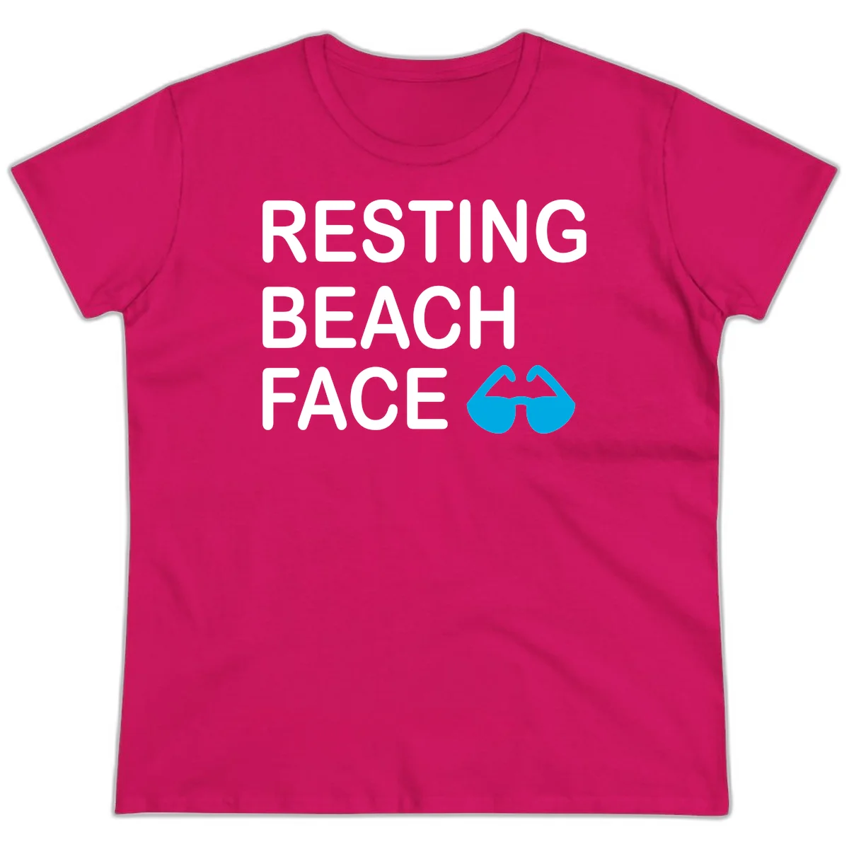 Resting Beach Face Ladies Tee in Heliconia