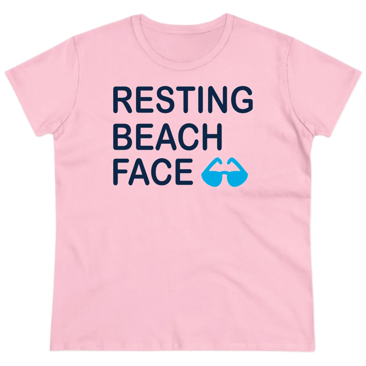 Resting Beach Face Ladies Tee in Light Pink