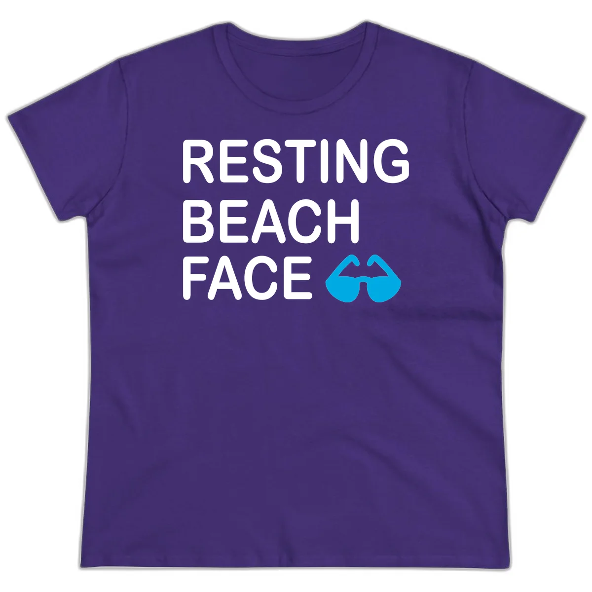 Resting Beach Face Ladies Tee in Purple