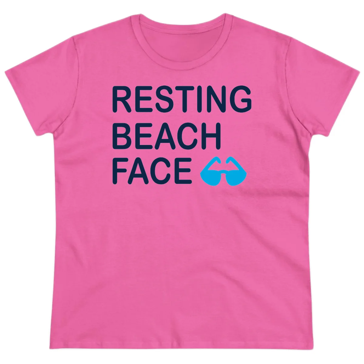 Resting Beach Face Ladies Tee in Azalea
