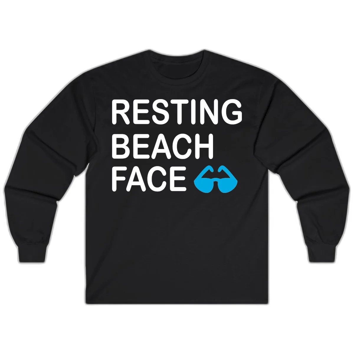 Resting Beach Face Long Sleeve T-Shirt in Black