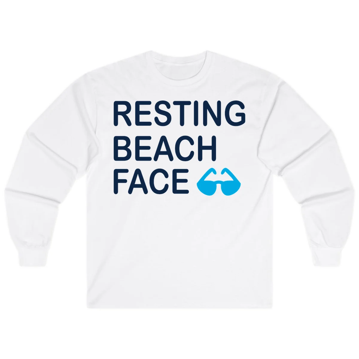 Resting Beach Face Long Sleeve T-Shirt in White
