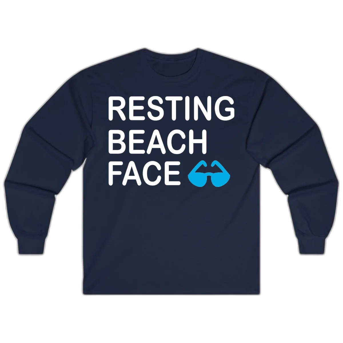 Resting Beach Face Long Sleeve T-Shirt in Navy
