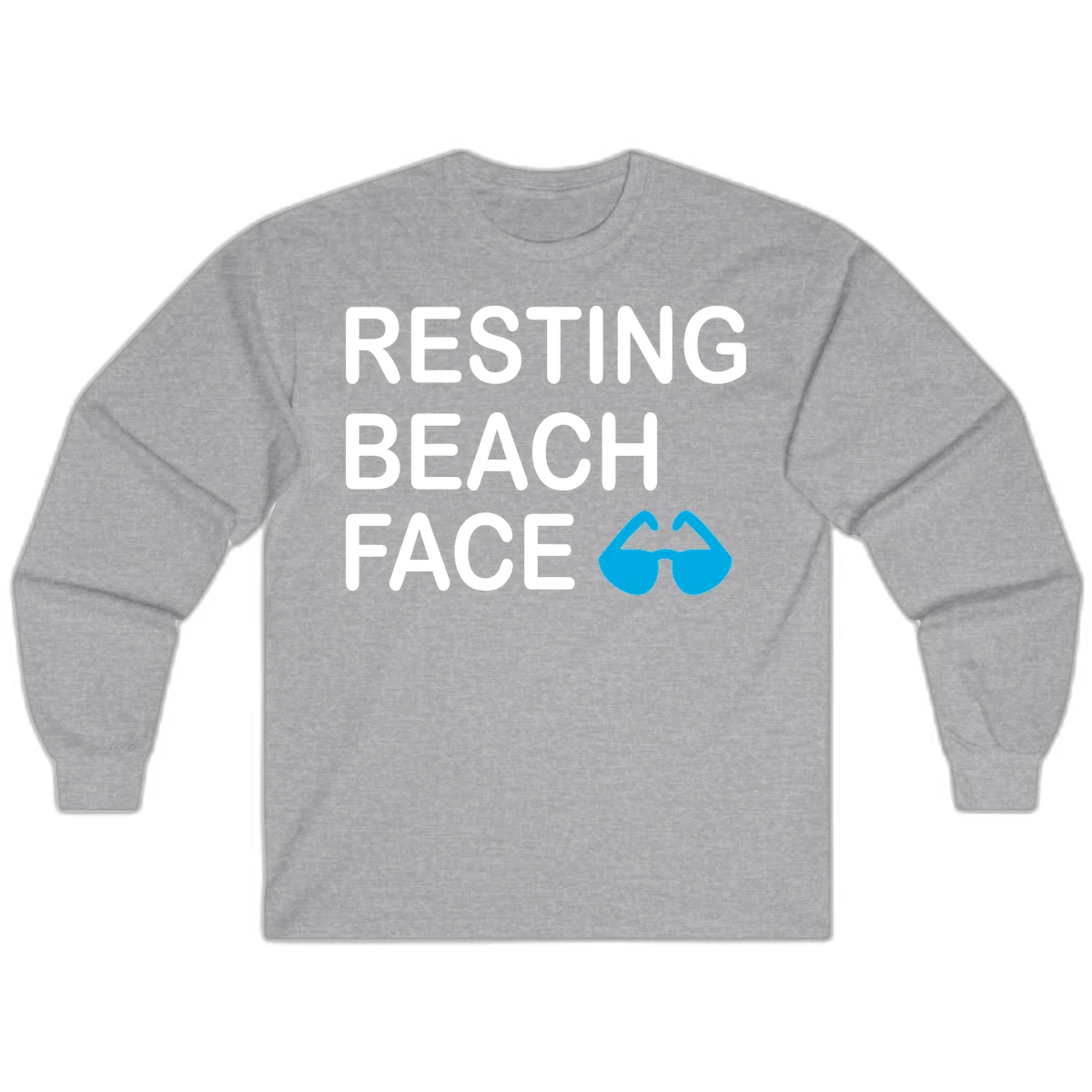 Resting Beach Face Long Sleeve T-Shirt in Sport Grey
