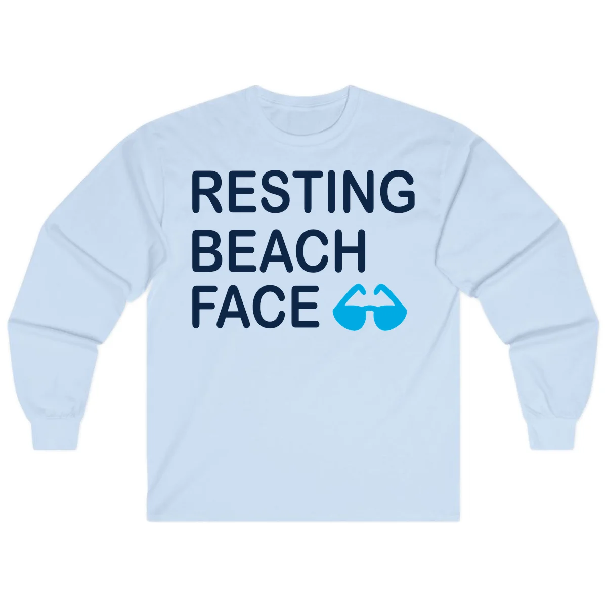 Resting Beach Face Long Sleeve T-Shirt in Light Blue