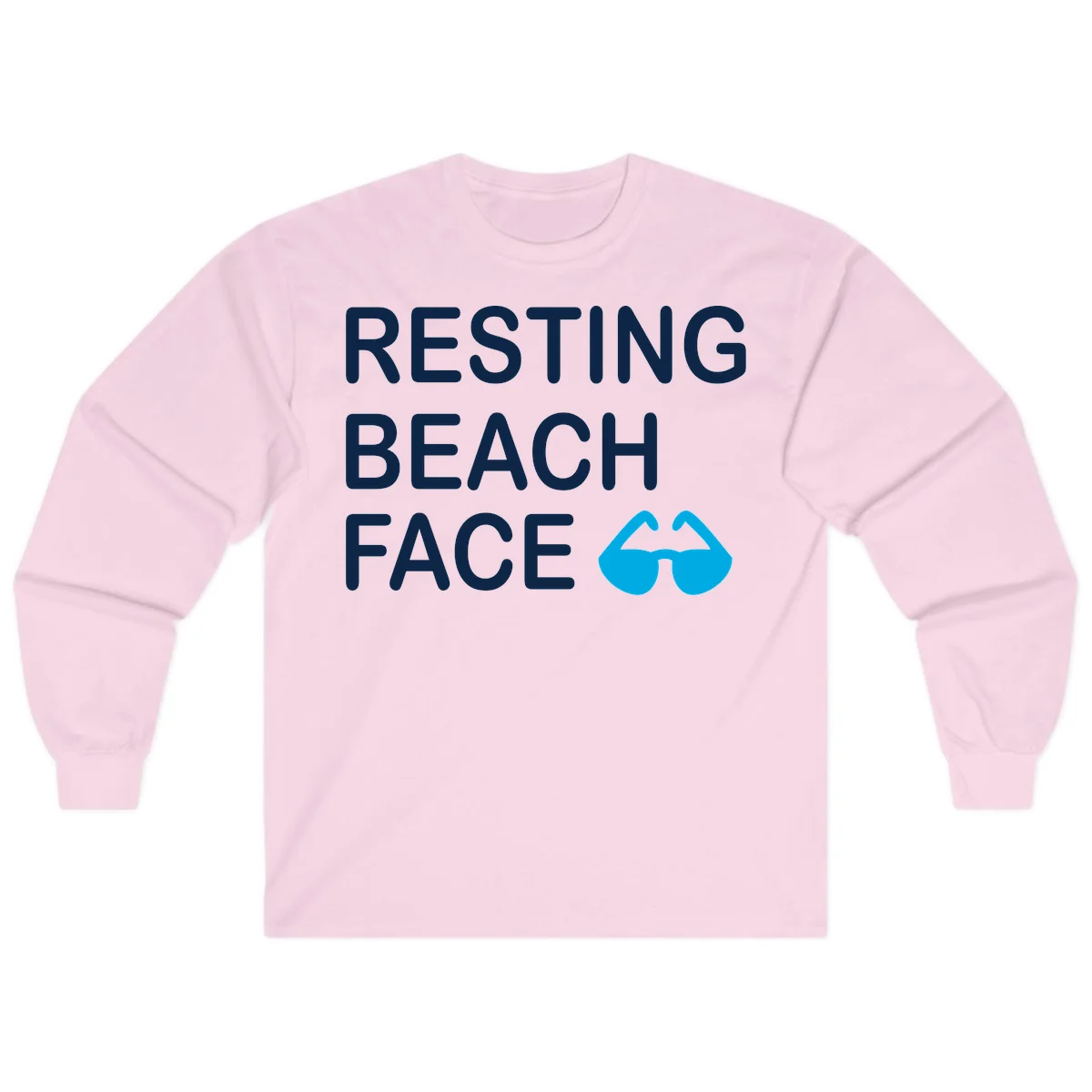 Resting Beach Face Long Sleeve T-Shirt in Light Pink