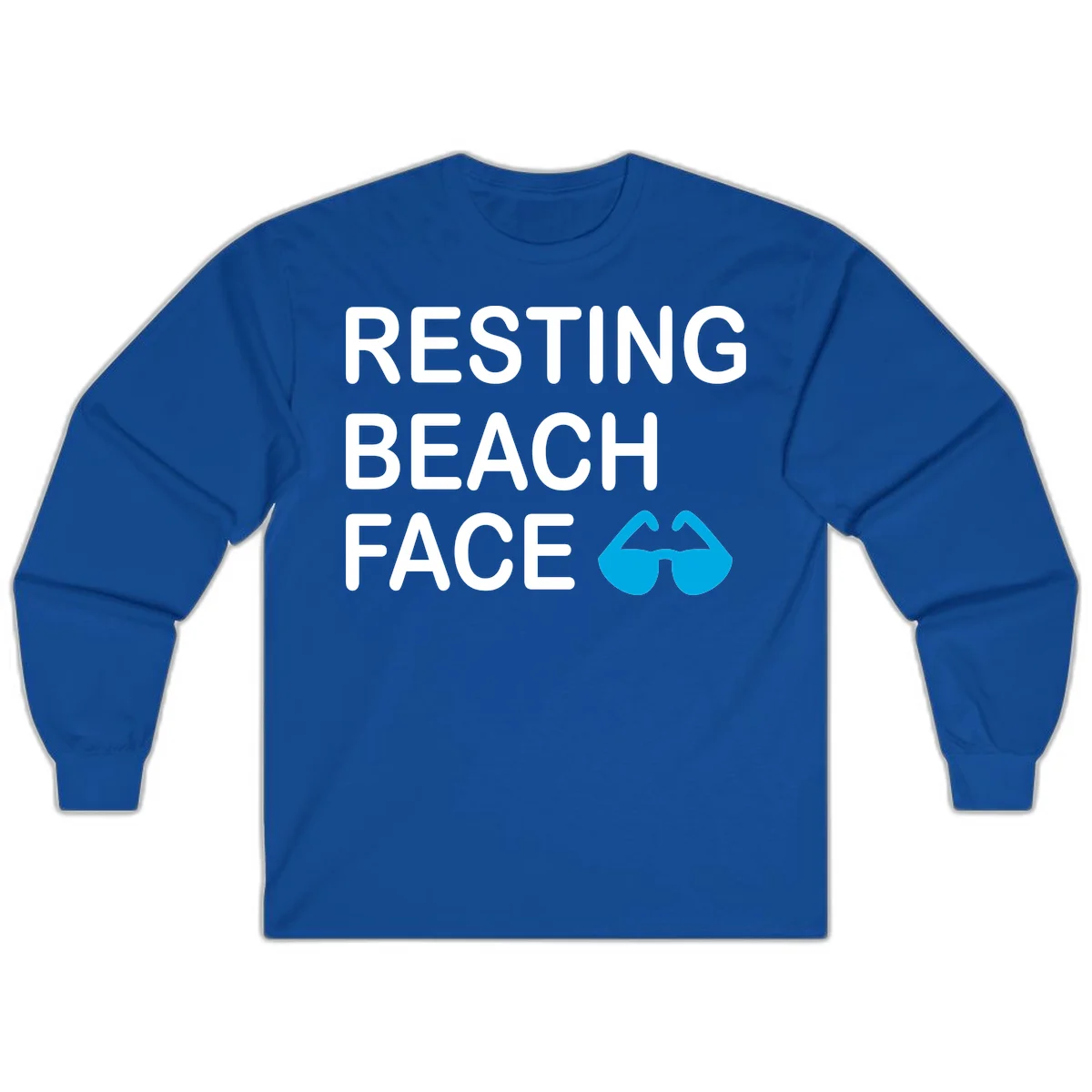 Resting Beach Face Long Sleeve T-Shirt in Royal