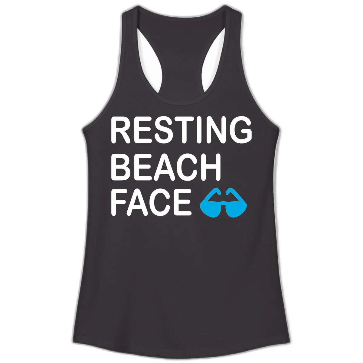 Resting Beach Face Ladies Racerback Tank in Black