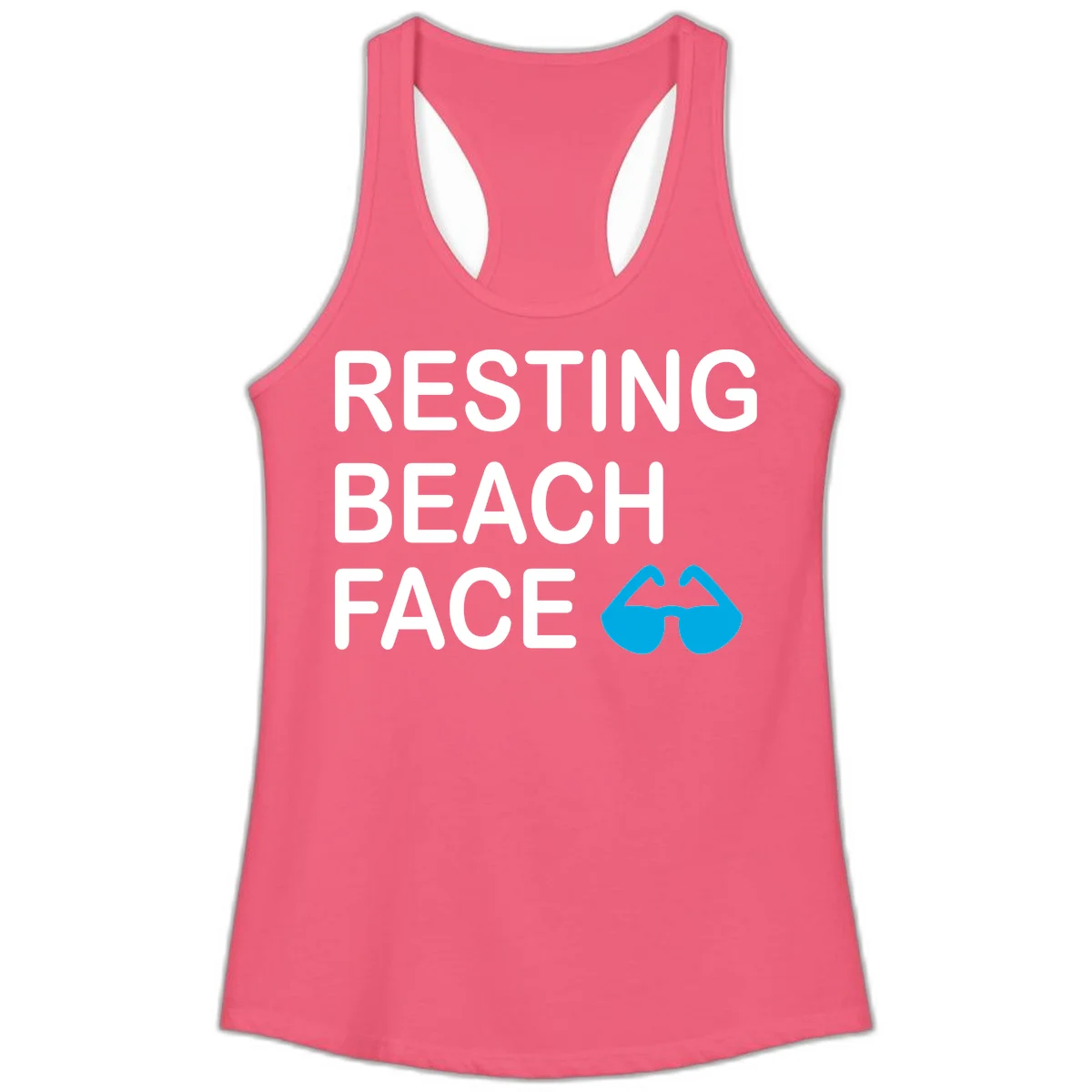 Resting Beach Face Ladies Racerback Tank in Hot Pink