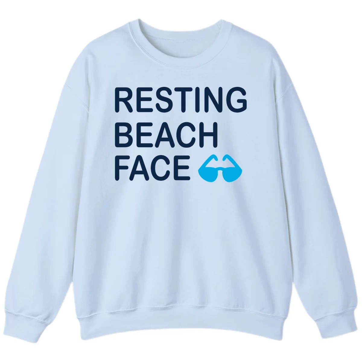 Resting Beach Face Crewneck Sweatshirt in Light Blue