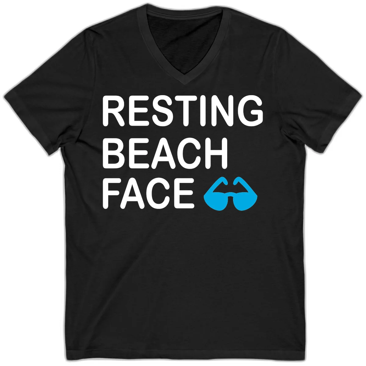 Resting Beach Face V-Neck T-Shirt in Black