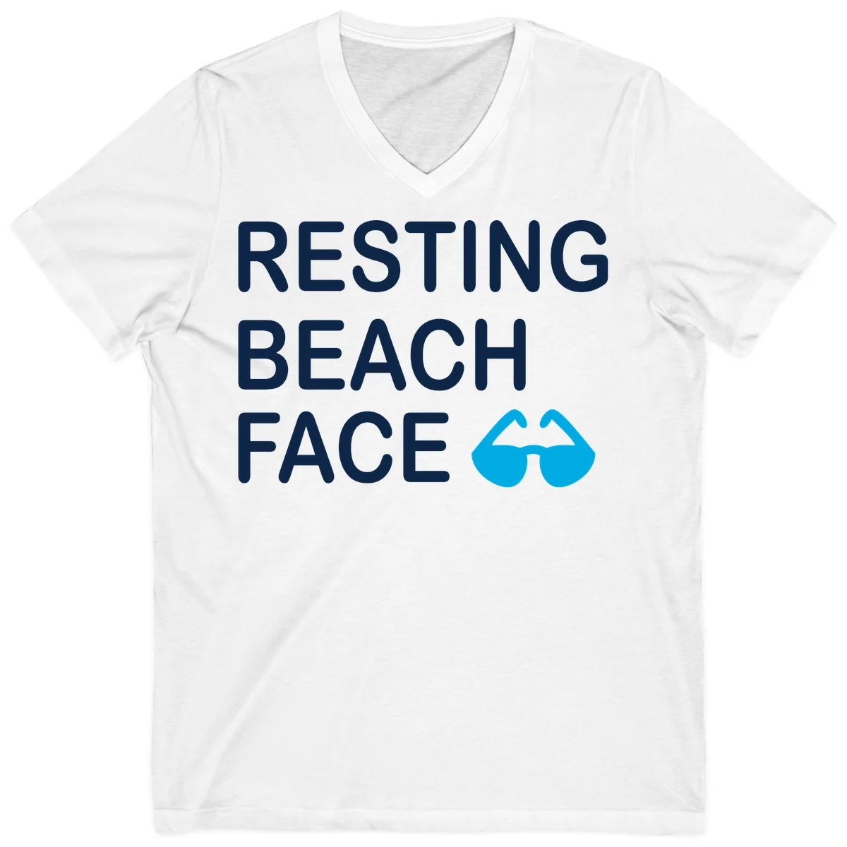 Resting Beach Face V-Neck T-Shirt in White