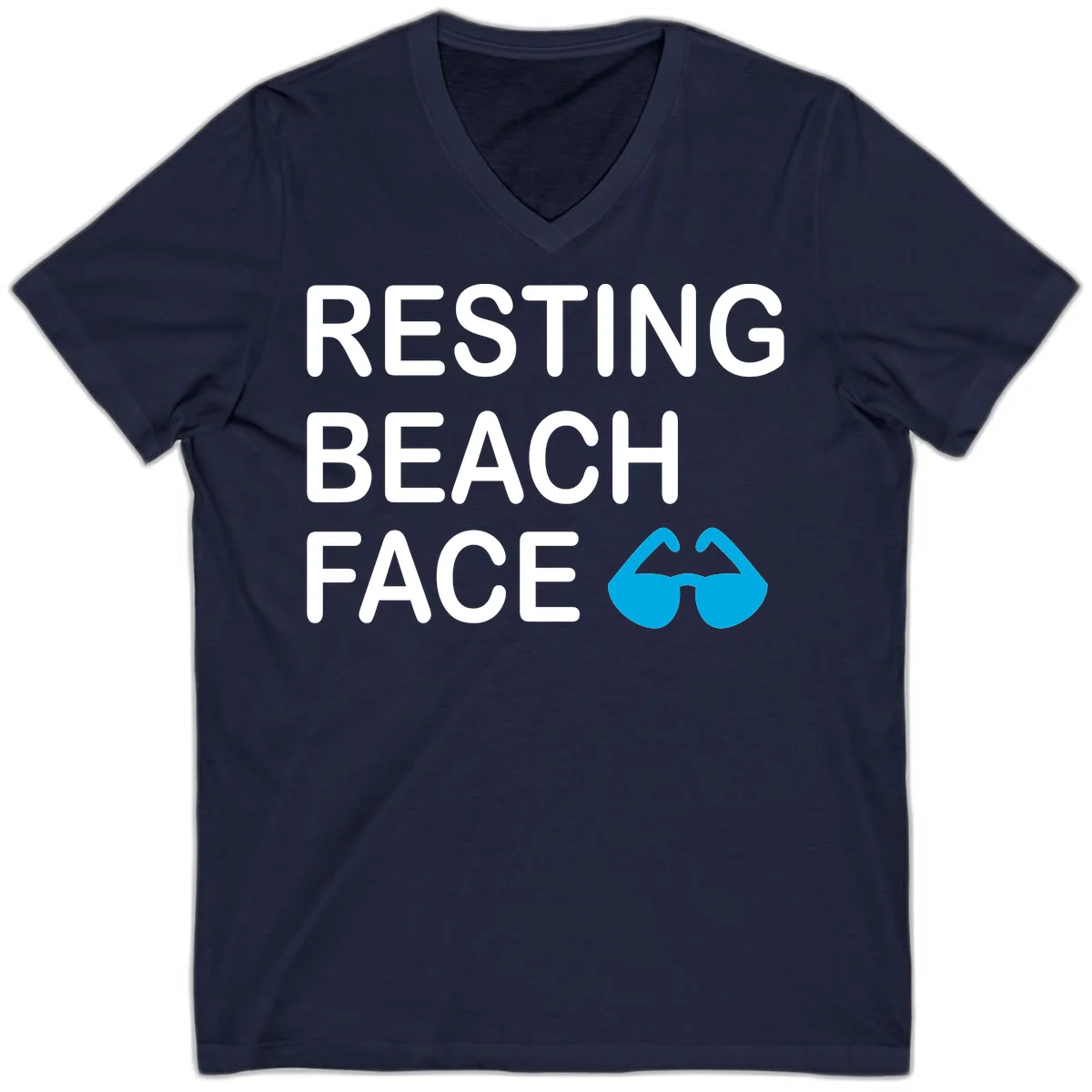 Resting Beach Face V-Neck T-Shirt in Navy