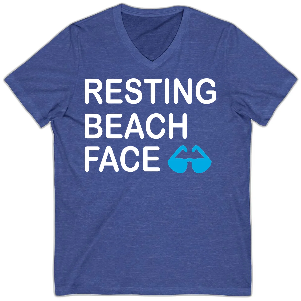 Resting Beach Face V-Neck T-Shirt in Heather True Royal