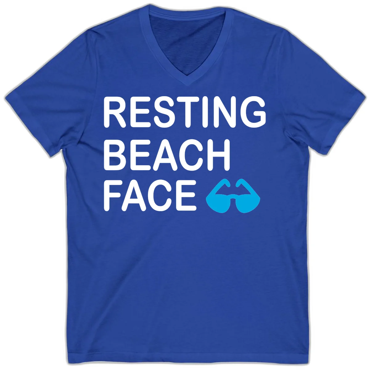 Resting Beach Face V-Neck T-Shirt in True Royal
