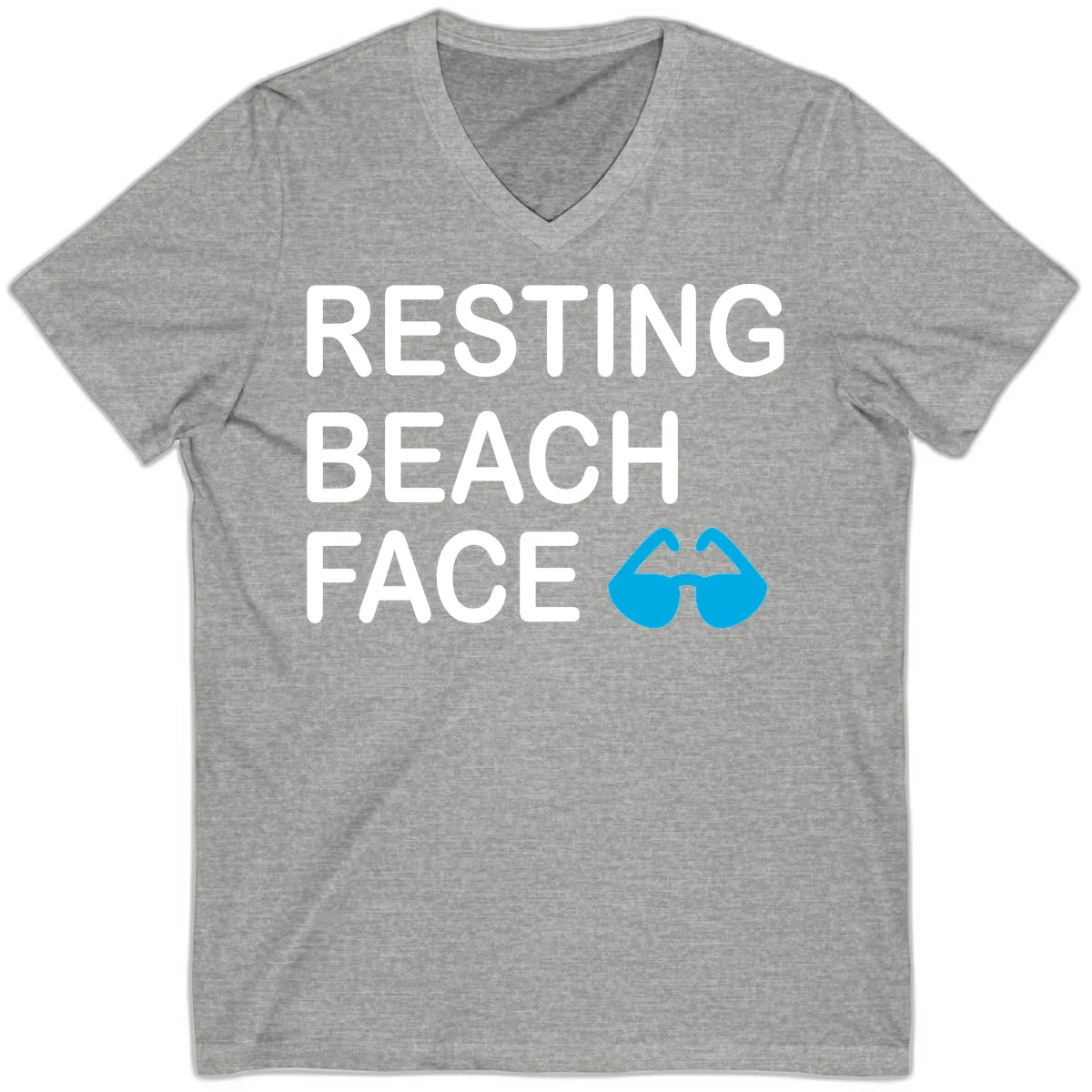 Resting Beach Face V-Neck T-Shirt in Athletic Heather