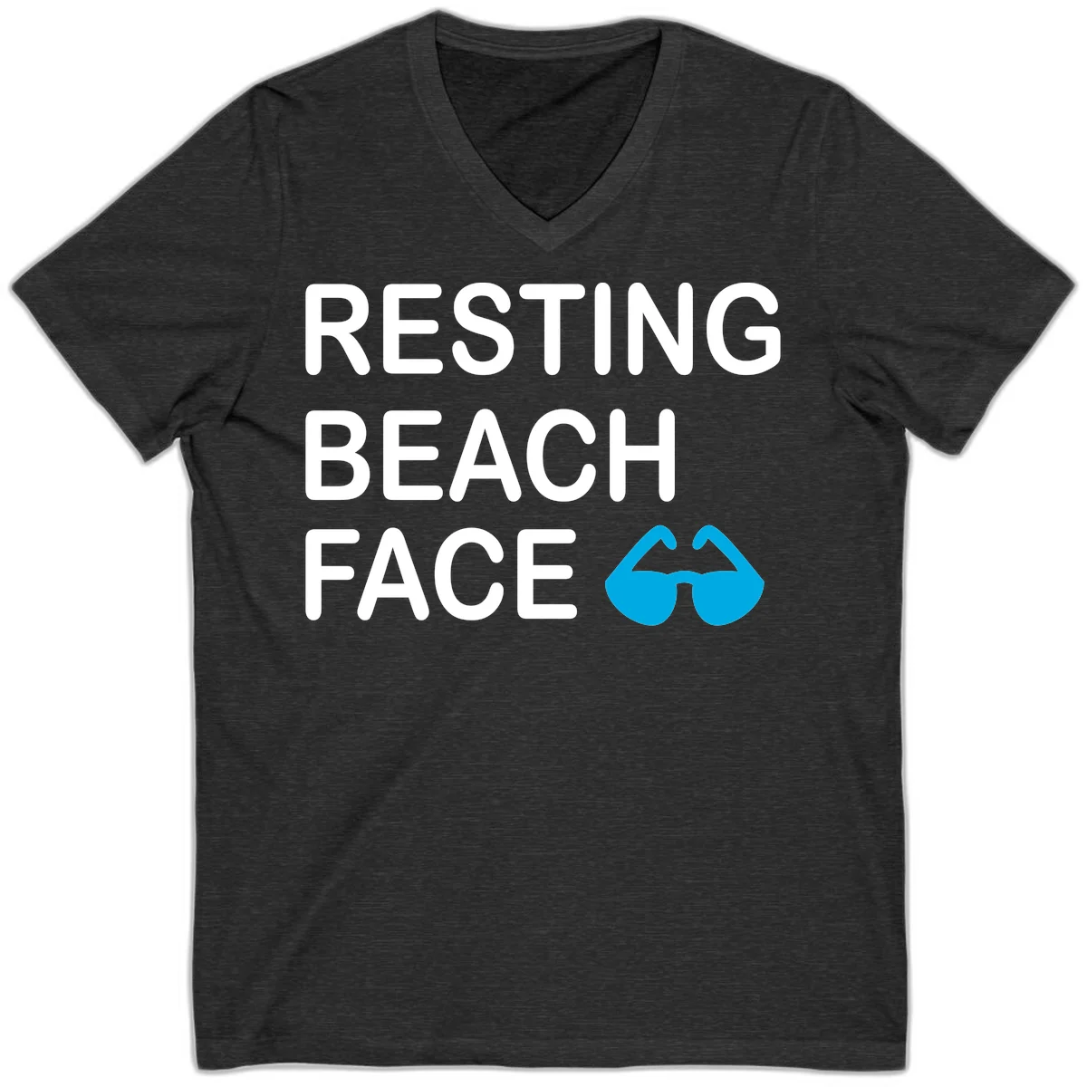 Resting Beach Face V-Neck T-Shirt in Dark Grey Heather