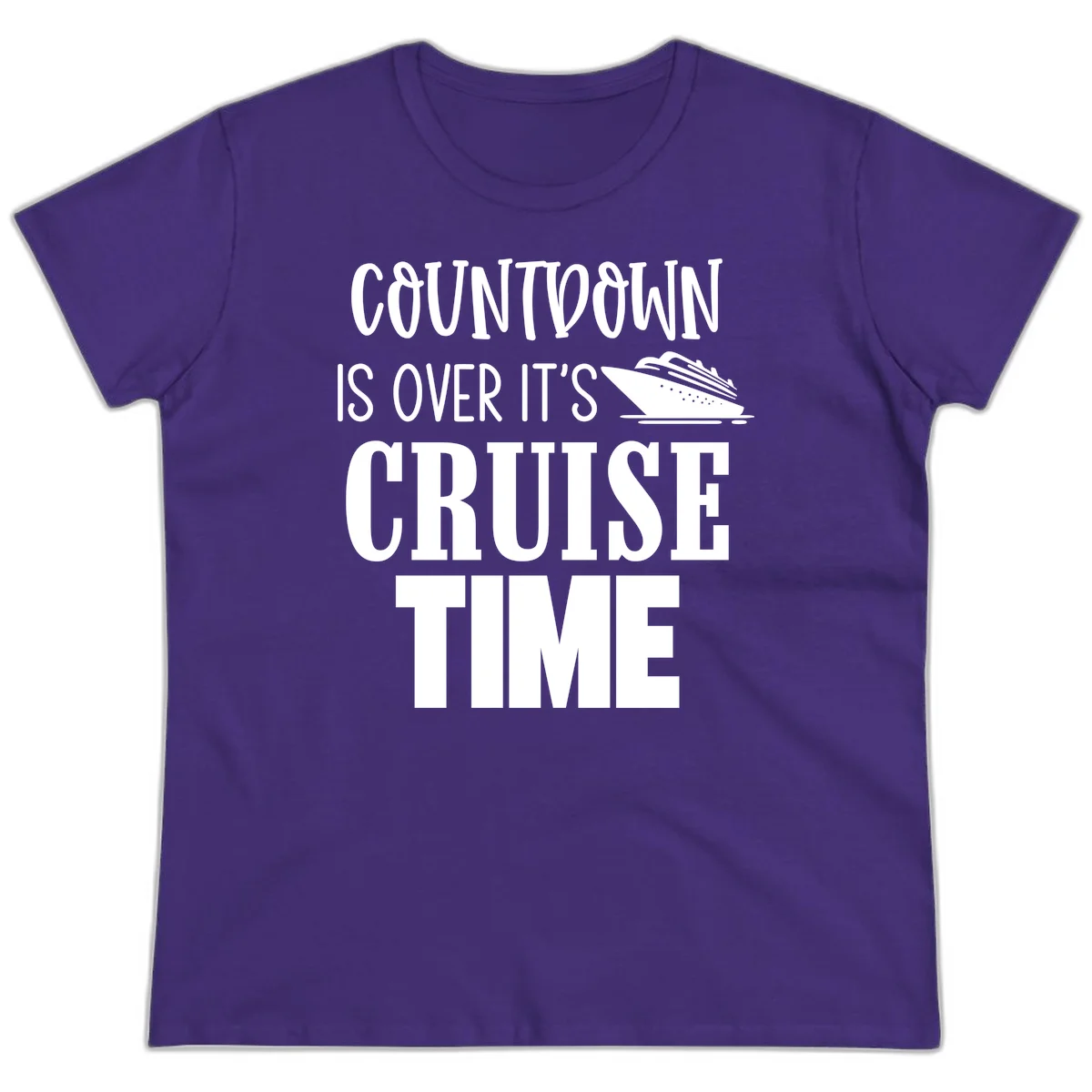 Countdown Is Over It's Cruise Time Ladies Tee in Purple