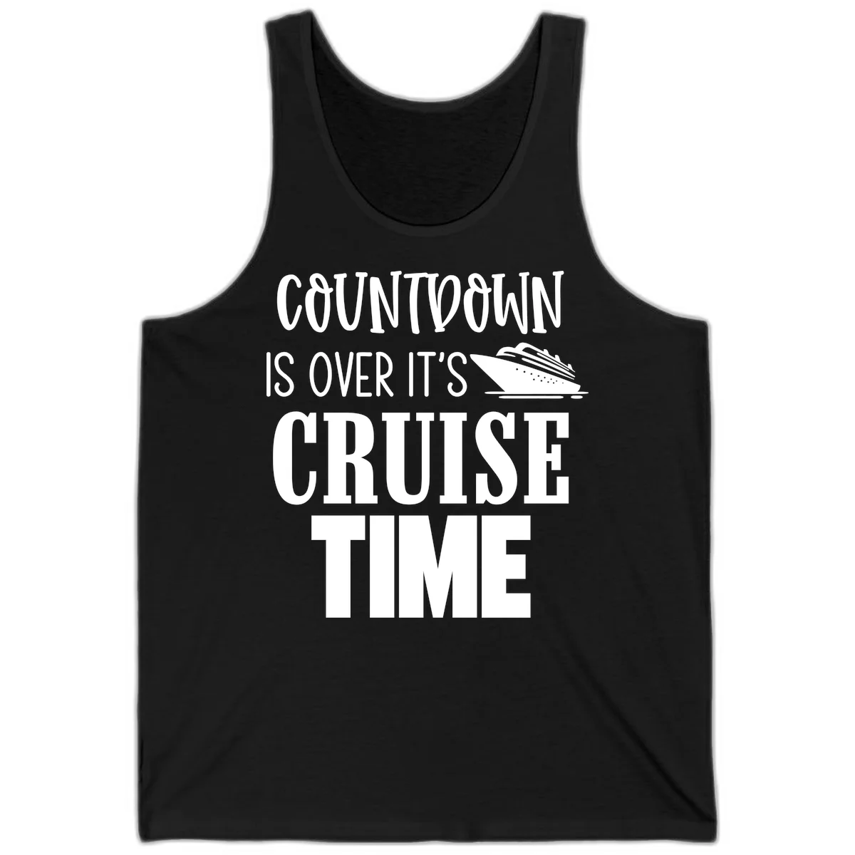 Countdown Is Over It's Cruise Time Tank in Black