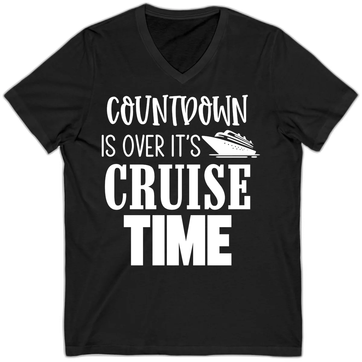 Countdown Is Over It's Cruise Time V-Neck in Black