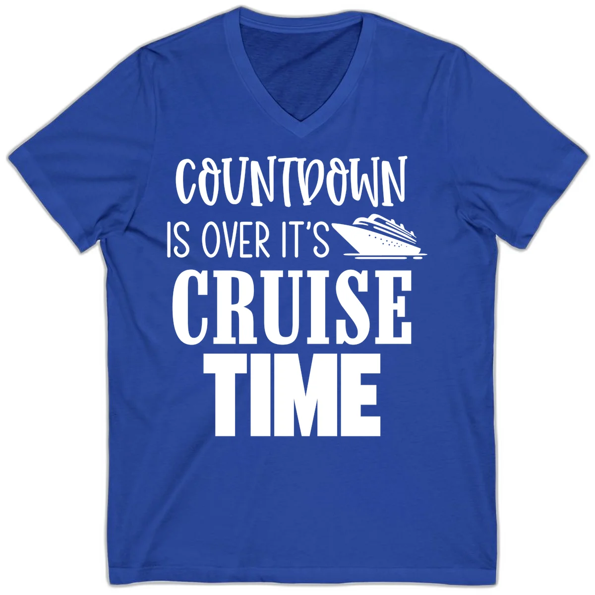 Countdown Is Over It's Cruise Time V-Neck in True Royal