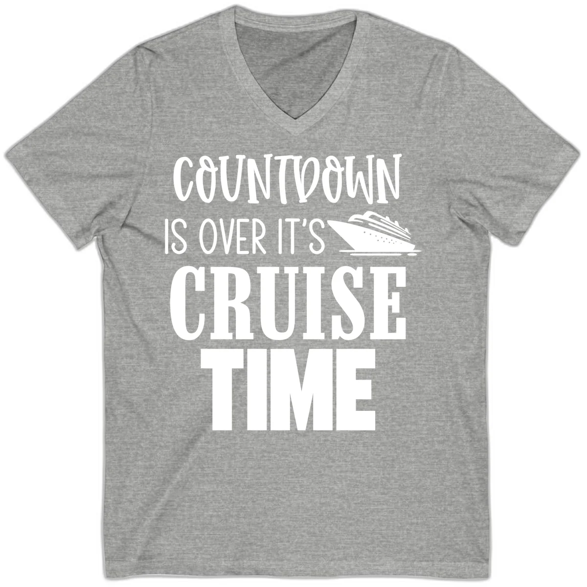 Countdown Is Over It's Cruise Time V-Neck in Athletic Heather