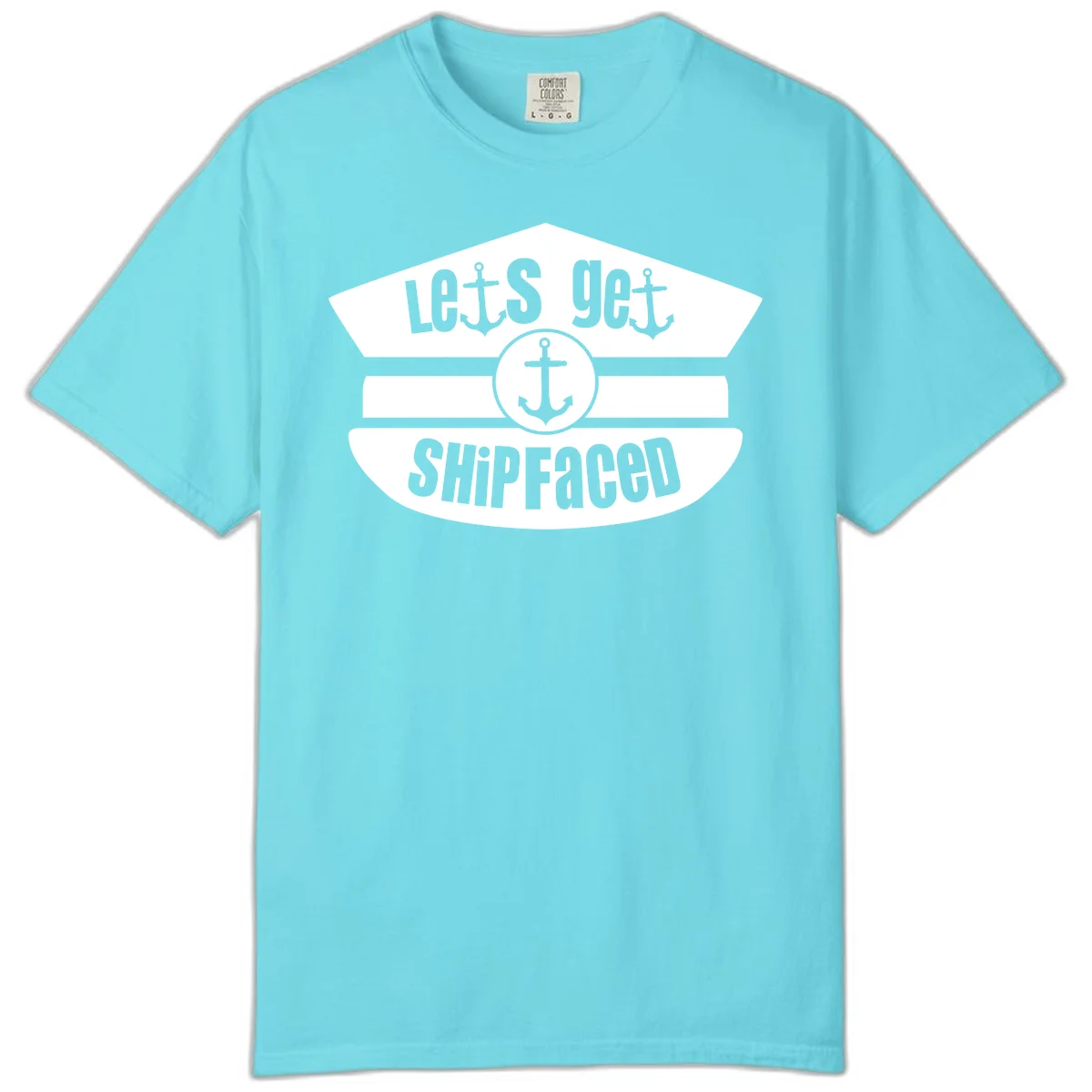 Let's Get Shipfaced Comfort Color T-Shirt in Lagoon Blue