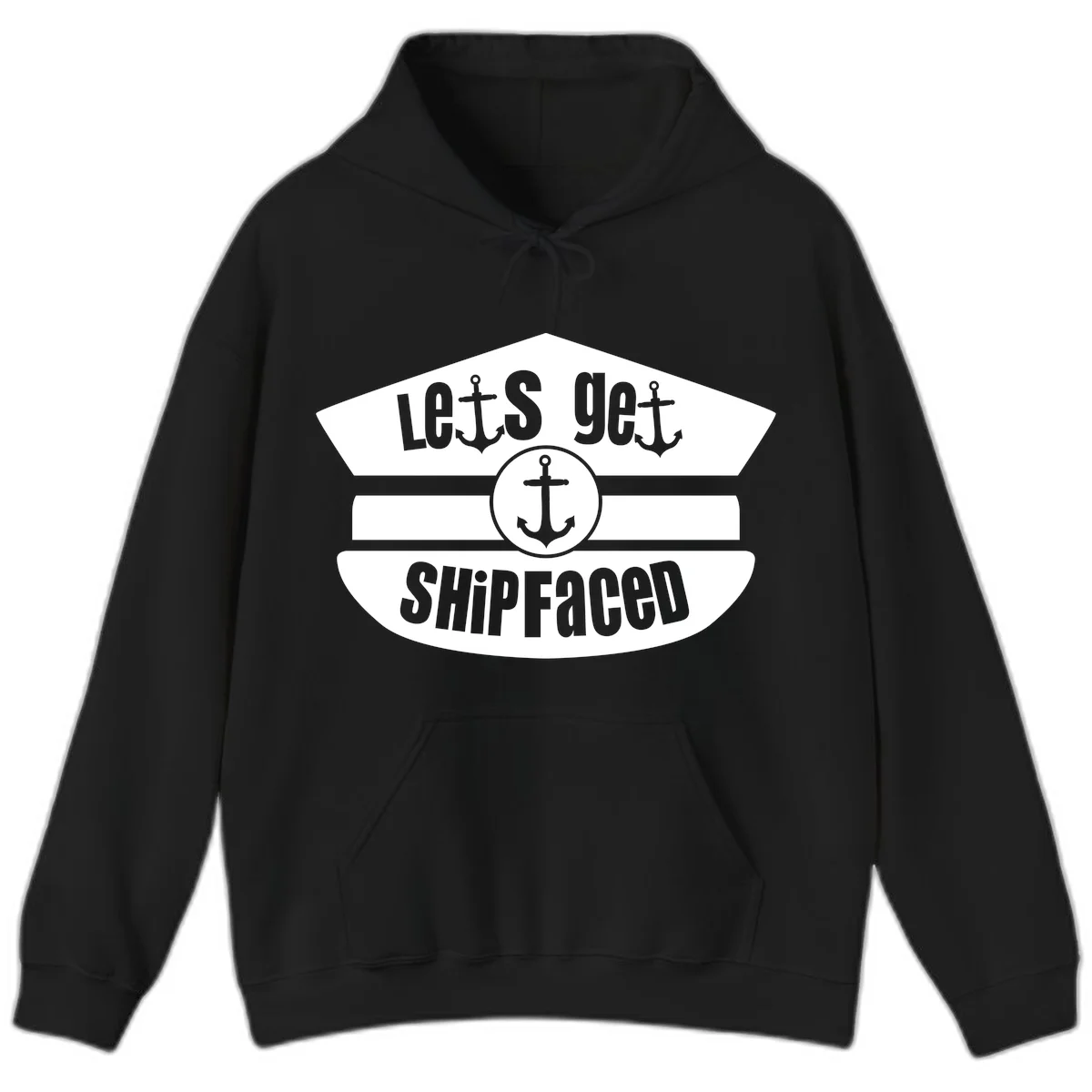 Let's Get Shipfaced Funny Nautical Hoodie in Black